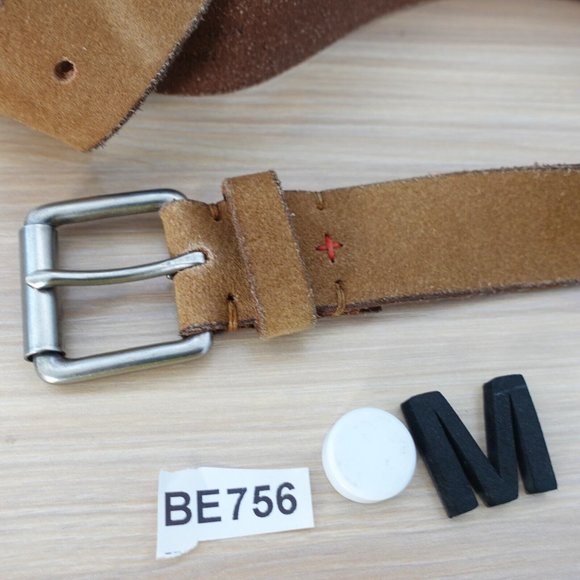 Classic Belt‎ Mens 44 Brown Leather Rustic Genuine Roller Buckle DAMEN HASTING - Picture 8 of 8